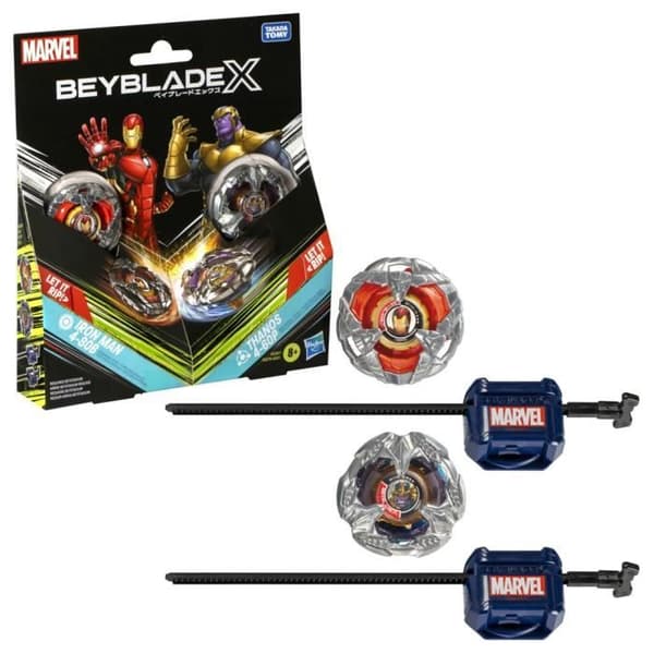 Beyblade X Multipack Topp Iron Man 4-80B vs. Thanos 4-60B, Marvel, Från 8 år