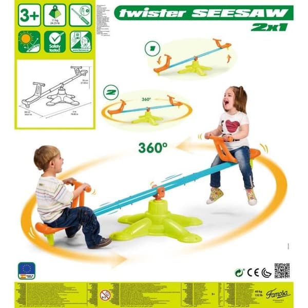 Twister Swing - FEBER - Roterar 360° - För barn från 3 år - Grön och Blå