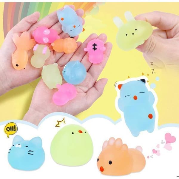 Mjukisdjur, Kawaii Mochi, Mini Squishies, Squeeze Leksak-luminös-20PSC-flerfärgad-Djursformer (slumpting) - för barn