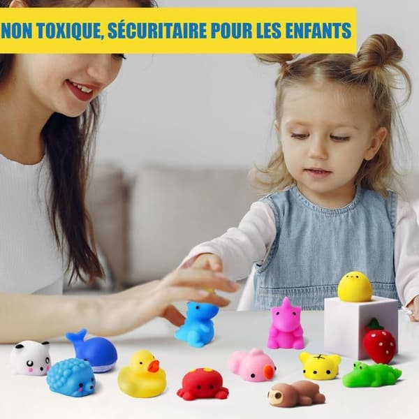 Mochi Squishy-leksaker, Mini Mochi-leksaker - 25-pack - flerfärgade - djur/ frukter (slumptyp) - Lämplig för barn
