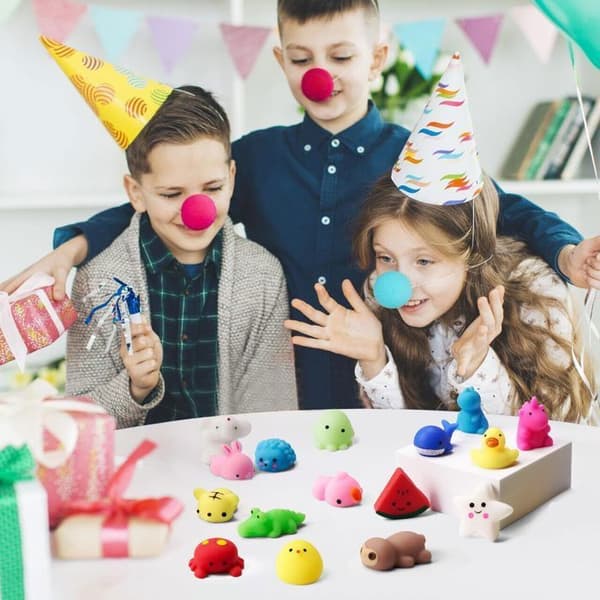 Mochi Squishy-leksaker, Mini Mochi-leksaker - 25-pack - flerfärgade - djur/ frukter (slumptyp) - Lämplig för barn