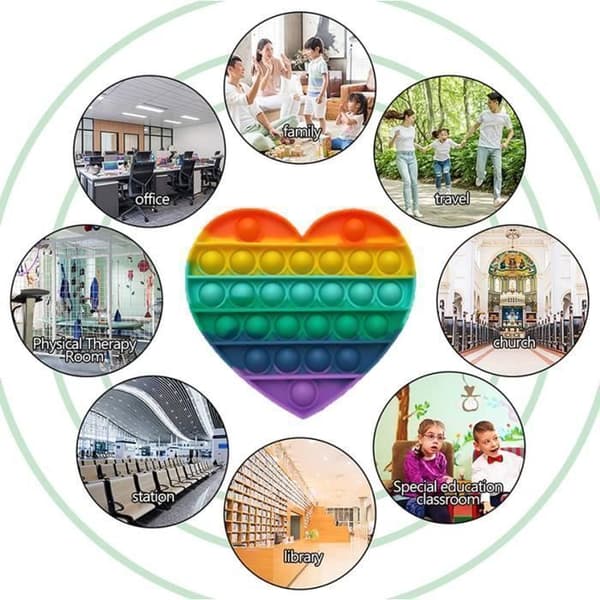 Stressavlastande silikonkudde i form av ett hjärta - PHONILLICO - Flera färger [PACK 2] - Vuxen - Inomhus