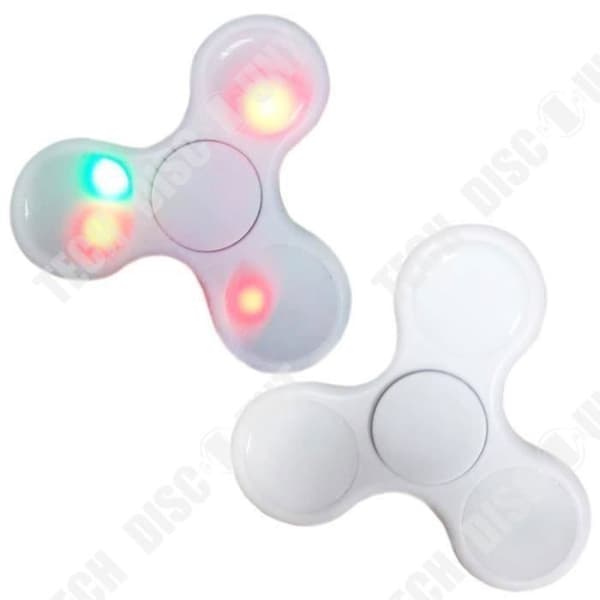 TD® Fidget Hand Spinner LED Light-Up Leksak Triangel Vuxna Barn- Finger Game - Dekompression, Anti-Stress - Vit