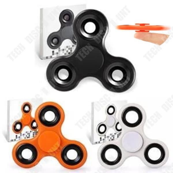 TD® Set 3 Fidget Spinner-Triangelleksak För Vuxna Barn- Fingerleksak- Dekompression- Antistress SVART-VIT-ORANGE