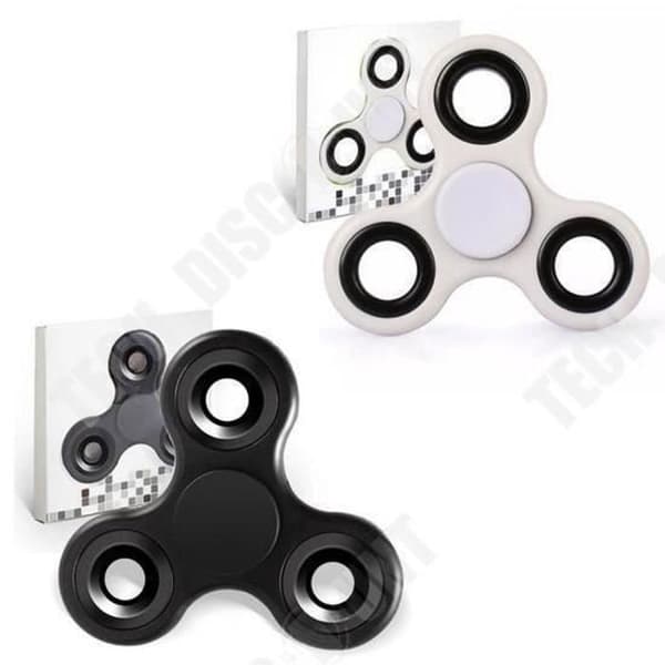 TD® Lot 2 Fidget Hand Spinner-Triangelleksak Vuxna Barn -Fingerleksak- Dekompression- Antistress-SVART - VIT