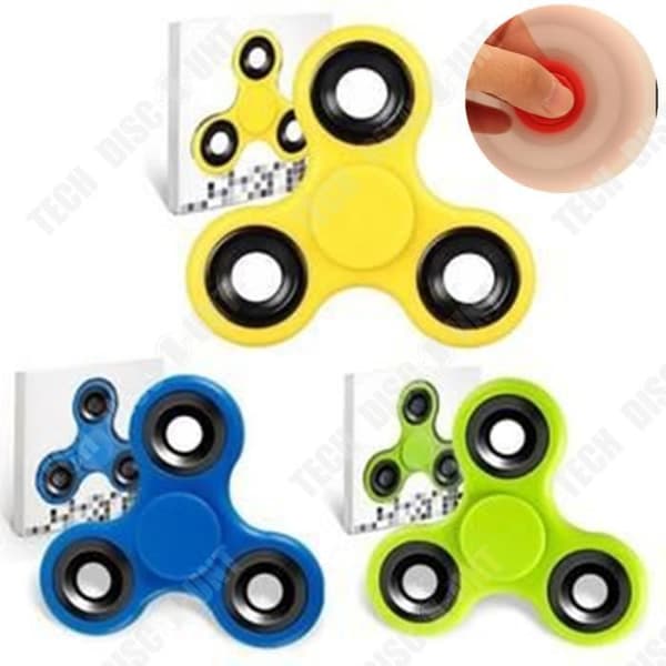 TD® Set 3 Fidget Spinner-Triangelleksak För vuxna Barn- Fingerleksak- Dekompression- Antistress GUL- GRÖN- BLÅ