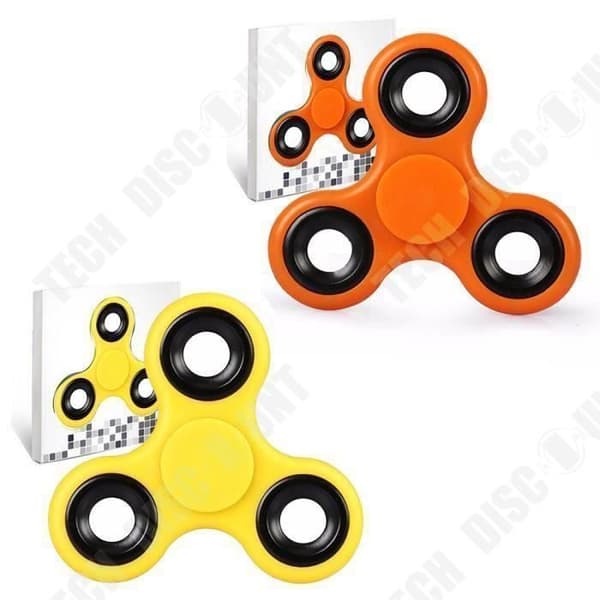 TD® Lot 2 Fidget Hand Spinner-Triangelleksak Vuxna Barn- Fingerleksak- Dekompression- Antistress- GUL-ORANGE
