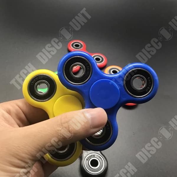 TD® Fidget Spinner Toy - Hand Spinner- Tri-Spinner med keramiska pärlor- Anti-stress och ångestleksak. Blå