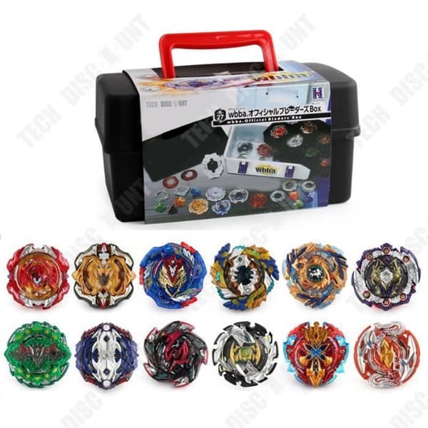 12 Toppar med 2 Turbo Burst Kastar - TECH DISCOUNT - Gyro Pocket Box Pro - Svart