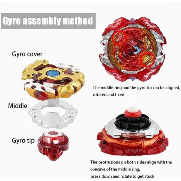 12 Burst Turbo Spinning Tops med Launchers och förvaringsbox - GOBRO - Gyro Pocket Box Pro - Svart