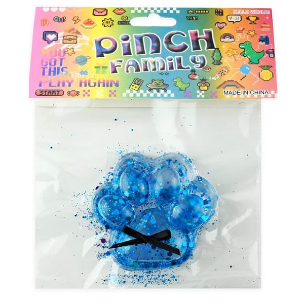 Squishy Cat Paw Glitter Jelly 7cm Blå Blå