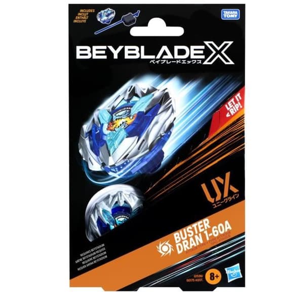 Beyblade X Buster Dran 1-60A UX, uthållighetstopp och launchers, autentiska kamptoppar från Takara Tomy, från 8 år.