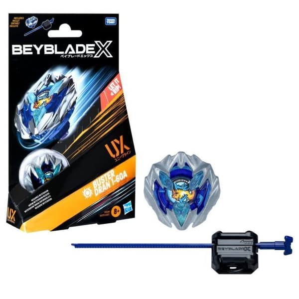 Beyblade X Buster Dran 1-60A UX, uthållighetstopp och launchers, autentiska kamptoppar från Takara Tomy, från 8 år.