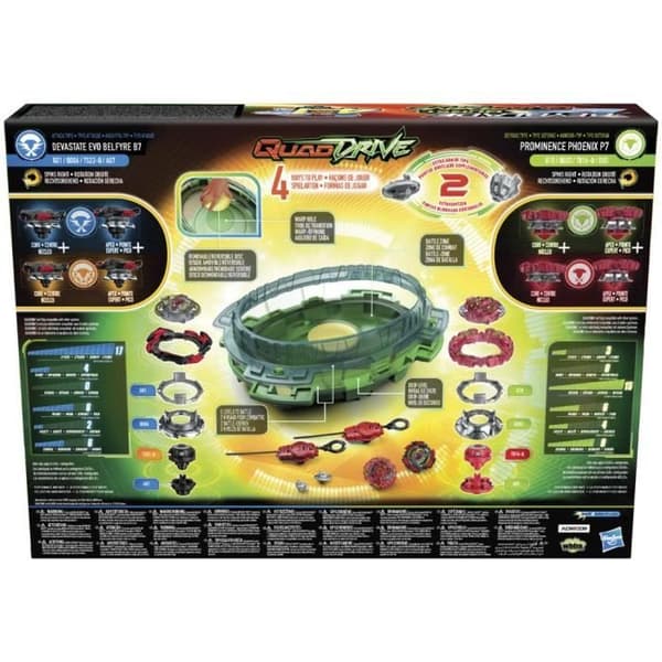 Beyblade Burst QuadDrive stridsset med Beystadium Interstellar Drop-arena, 2 tävlingstoppar