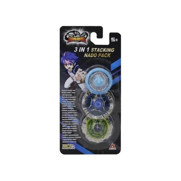 Infinity Nado snurra - Pack 2 stapelbara ringar + 1 mini blå snurra - AULDEY
