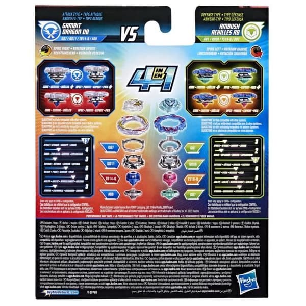Snurra - BEYBLADE - Dual Pack Gambit Dragon and Ambush Achilles - Grå - 8 år