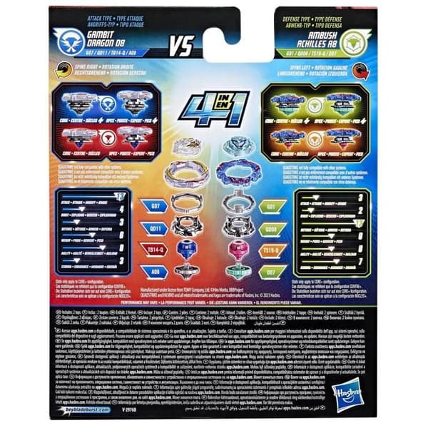 Snurra - BEYBLADE - Dual Pack Gambit Dragon and Ambush Achilles - Grå - 8 år