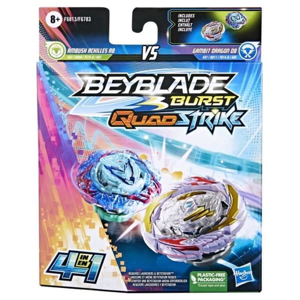 Snurra - BEYBLADE - Dual Pack Gambit Dragon and Ambush Achilles - Grå - 8 år