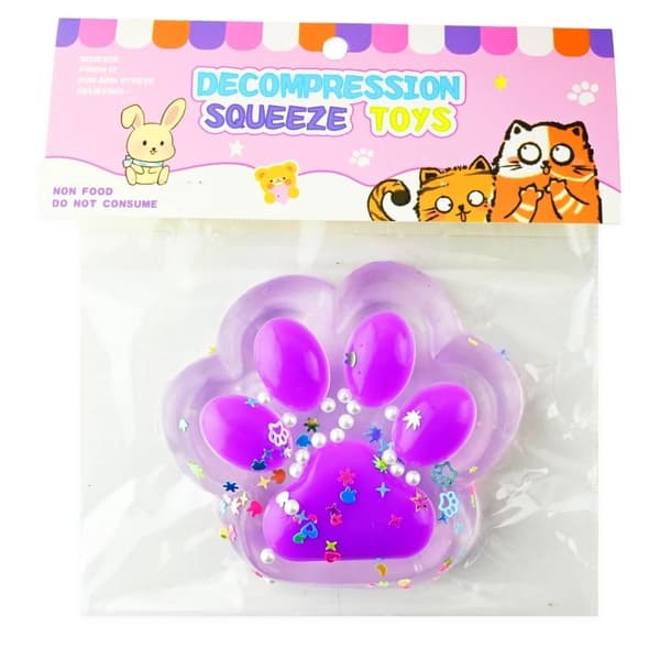 Squishy Cat Paw Clear 10cm Vaaleanvioletti Violetti