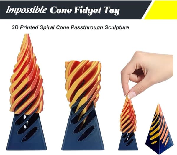 Lollanda 3D-Tryckt Spiral Cone Fidget Leksak,skrivbordsprylar för stressavlastning
