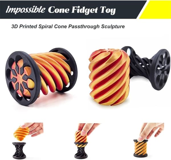 Lollanda 3D-Tryckt Spiral Cone Fidget Leksak,skrivbordsprylar för stressavlastning