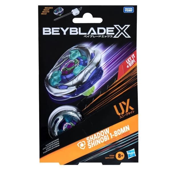 Beyblade X Starter Pack Shadow Shinobi 1-80MN UX med försvarstyp och launcher, åldrar 8+
