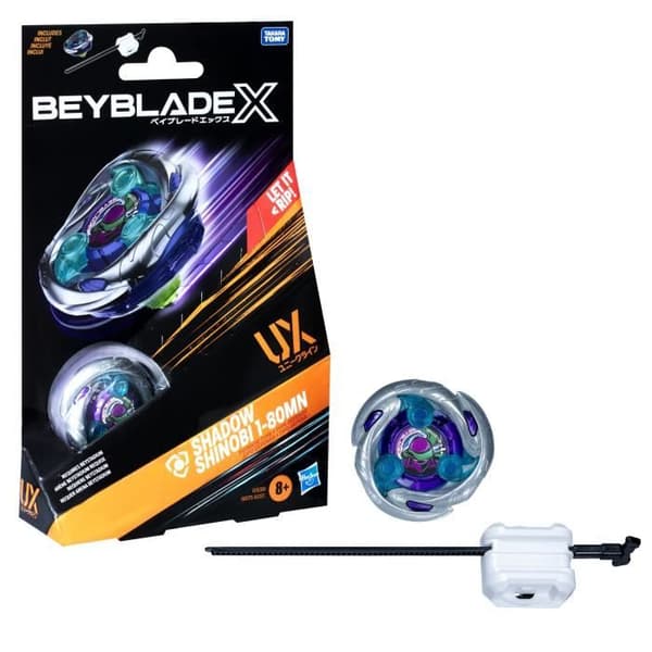 Beyblade X Starter Pack Shadow Shinobi 1-80MN UX med försvarstyp och launcher, åldrar 8+