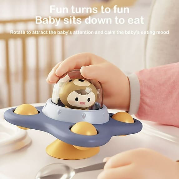 OBOSOE 3-Pack - Fidget Spinner med Sugkopp för Barn - Snurrande Leksak Groda Björn Hund