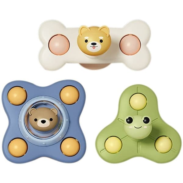 OBOSOE 3-Pack - Fidget Spinner med Sugkopp för Barn - Snurrande Leksak Groda Björn Hund