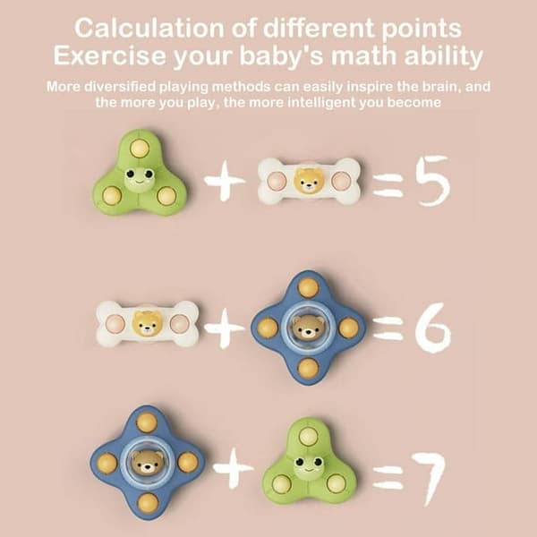 OBOSOE 3-Pack - Fidget Spinner med Sugkopp för Barn - Snurrande Leksak Groda Björn Hund