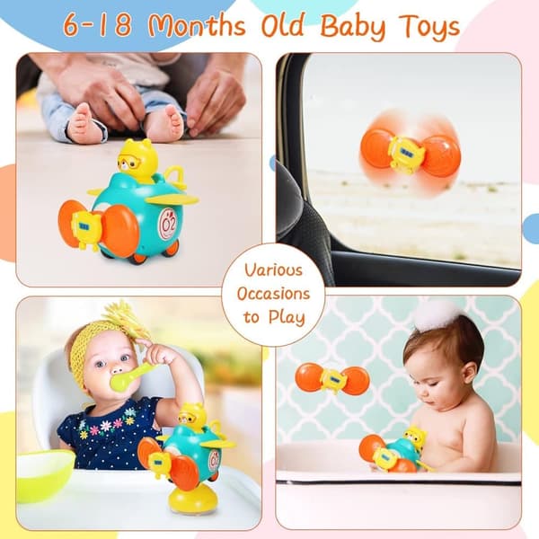 OBOSOE Baby Leksaker Fidget Spinner – Spinnleksak med Sugkopp, Montessori, Present för Inomhus/Utomhus