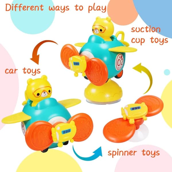 OBOSOE Baby Leksaker Fidget Spinner – Spinnleksak med Sugkopp, Montessori, Present för Inomhus/Utomhus