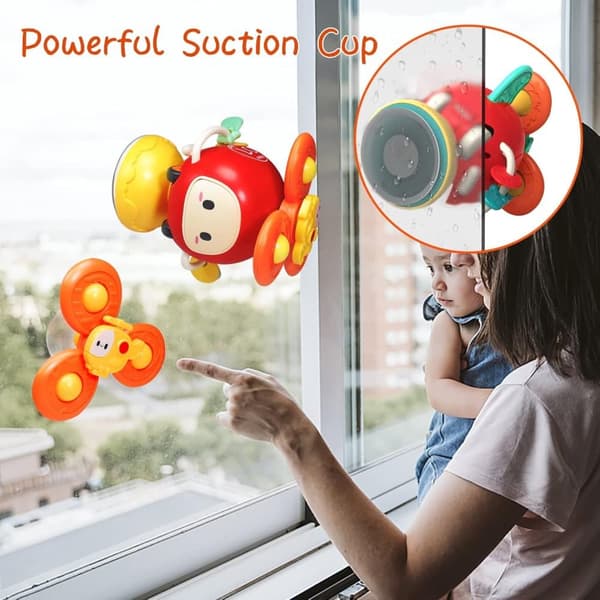 OBOSOE Baby Leksaker Fidget Spinner – Spinnleksak med Sugkopp, Montessori, Present för Inomhus/Utomhus