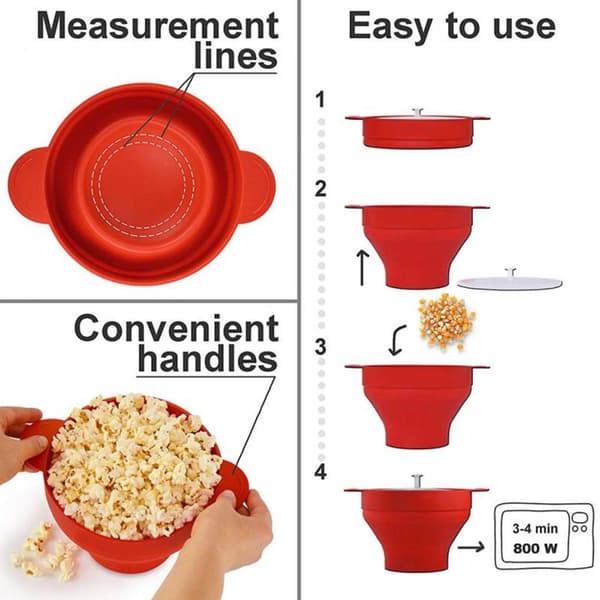 Popcorn Bowl Silicone Micro Bowl for Popcorn - Folding