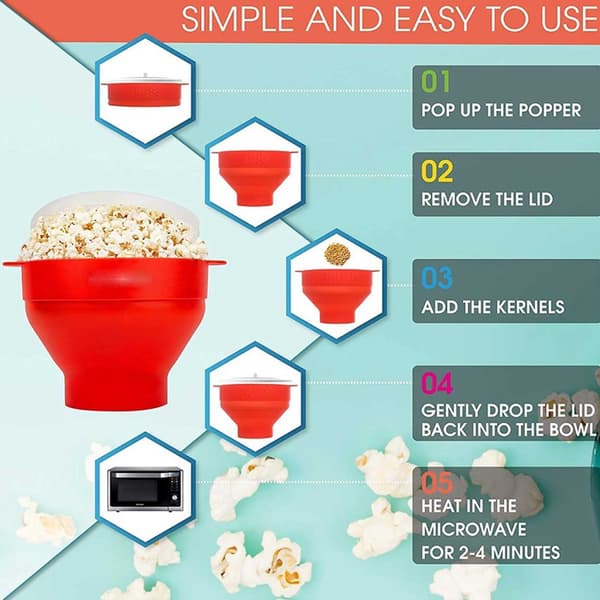 Popcorn Bowl Silicone Micro Bowl for Popcorn - Folding