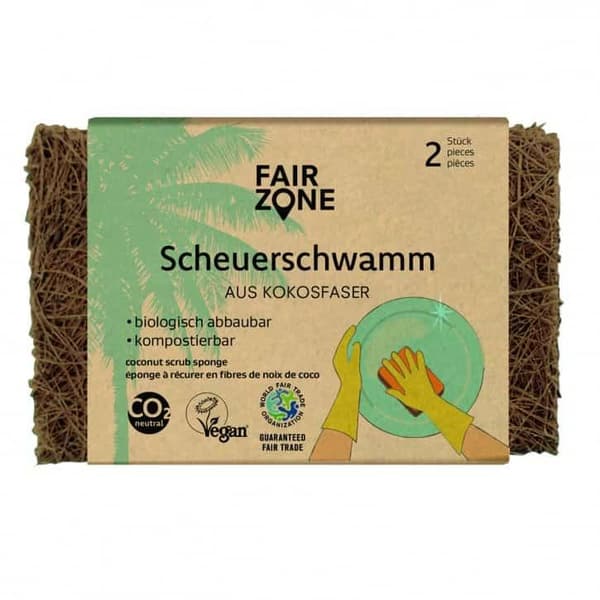 Komposterbar kökssvamp av kokosnötsfiber 2-pack - Fair Zone