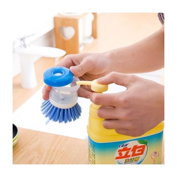 Plastdiskborste med fack för diskmedel * Mått: 7,5 x 5,5 cm * Material: plast, borste