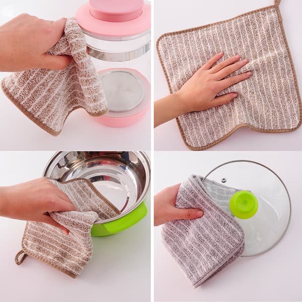 INF Randiga disktrasor i bambukol med kant - bruna ränder (5-pack) 0