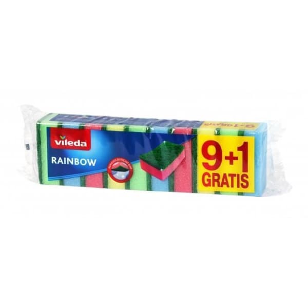 Set med 10 VILEDA Rainbow diskmaskinssvampar