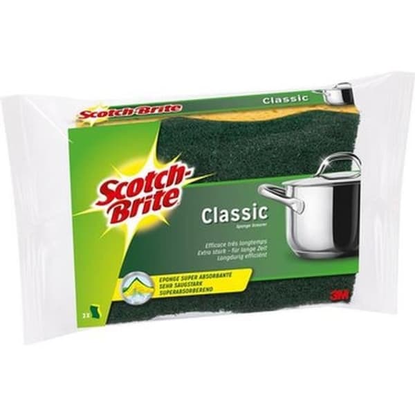 SCOTCH-BRITE Set med 2 långvariga effektiva skrapsvampar - Grön