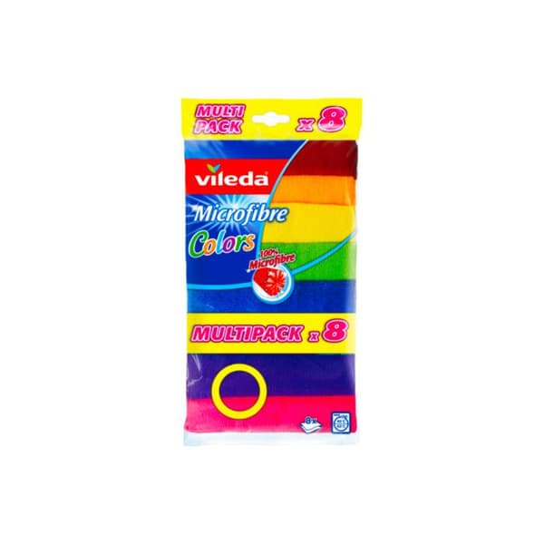 Svamp - Dishwashing Square - Skursvamp - Diskborste - Vileda Färgad mikrofiberduk 8 stycken 151501