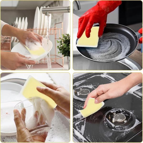 Bomclap 6 Pack Multi-Purpose Dish Svamp, Återanvändbar Non-Scratch Dish Svamp för diskrengöring Kök, Ideal Skrub för kök, Badrum