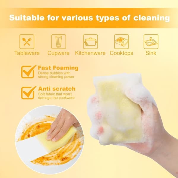 Bomclap 6 Pack Multi-Purpose Dish Svamp, Återanvändbar Non-Scratch Dish Svamp för diskrengöring Kök, Ideal Skrub för kök, Badrum