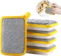 Miniatyrbild 1 av 8: Lollanda 5-pack dubbelsidig disksvamp – multifunktionell kökssvamp med microfiber och sugande svamp för effektiv diskning och rengöring