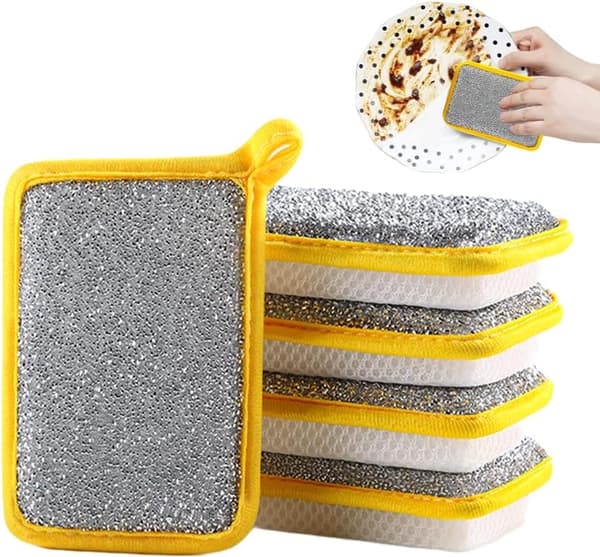 Lollanda 5-pack dubbelsidig disksvamp – multifunktionell kökssvamp med microfiber och sugande svamp för effektiv diskning och rengöring
