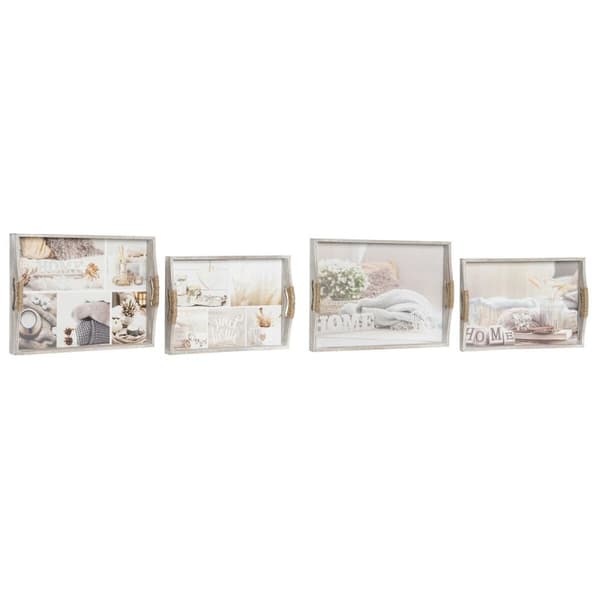 Uppsättning med Brickor DKD Home Decor Beige 40 x 30 x 6 cm Trä MDF (2 antal)