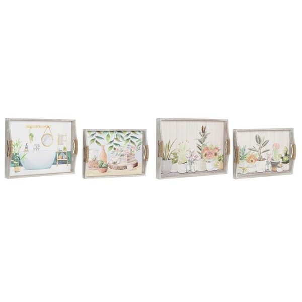 Uppsättning med Brickor DKD Home Decor 40 x 30 x 6 cm Trä MDF (2 antal)