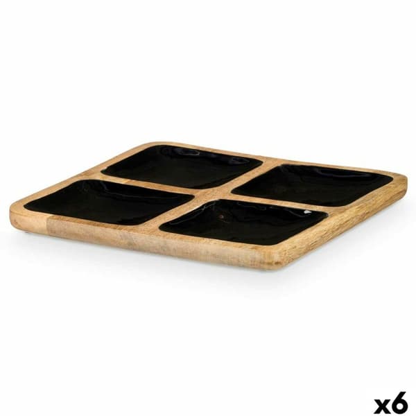 Bricka med fack MALI-991 B Svart 31 x 3 x 31 cm (6 antal)