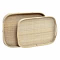 Miniatyrbild 3 av 3: Uppsättning med Brickor DKD Home Decor Brun Rattan (51.5 x 36 x 7.5 cm) (44.5 x 31.5 x 6 cm) (2 pcs)