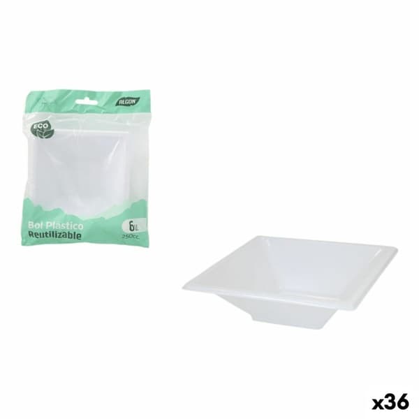 Tilltuggsset Algon Plast 250 ml 12 x 12 x 2 cm 6 Delar (36 antal)